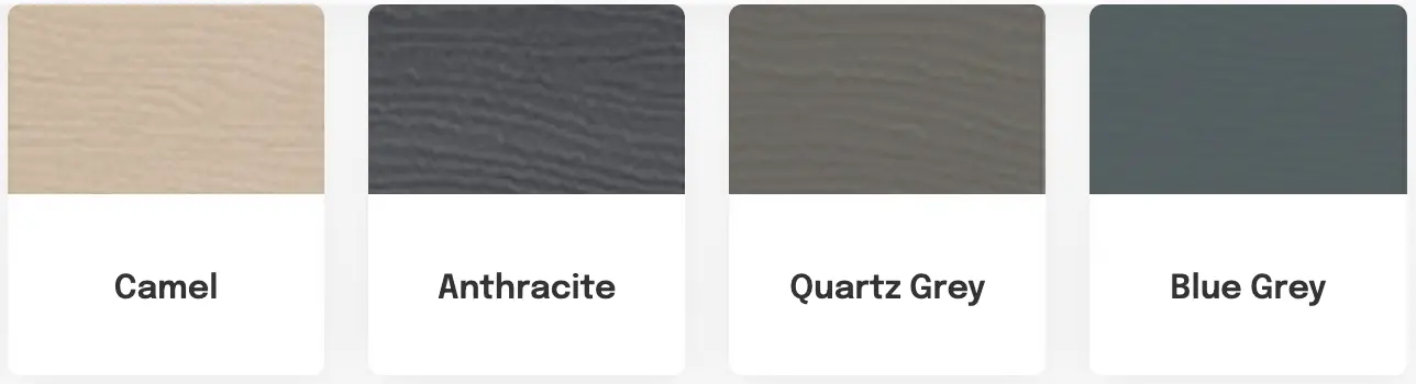 Premium composite panelling colour swatches — dark shades