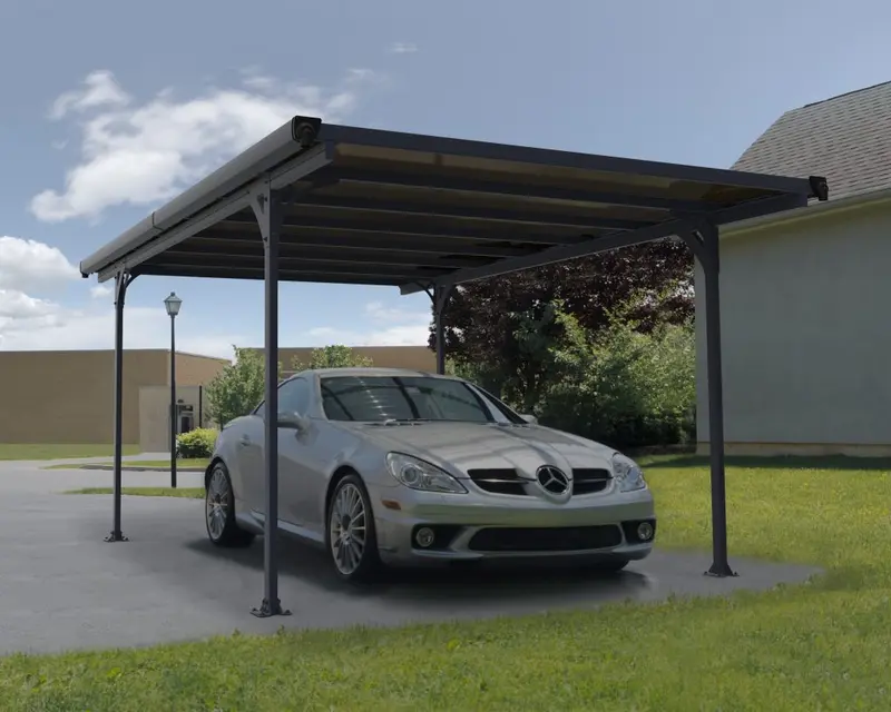 Freestanding stand-alone carport kit with aluminium frame and polycarbonate roof
