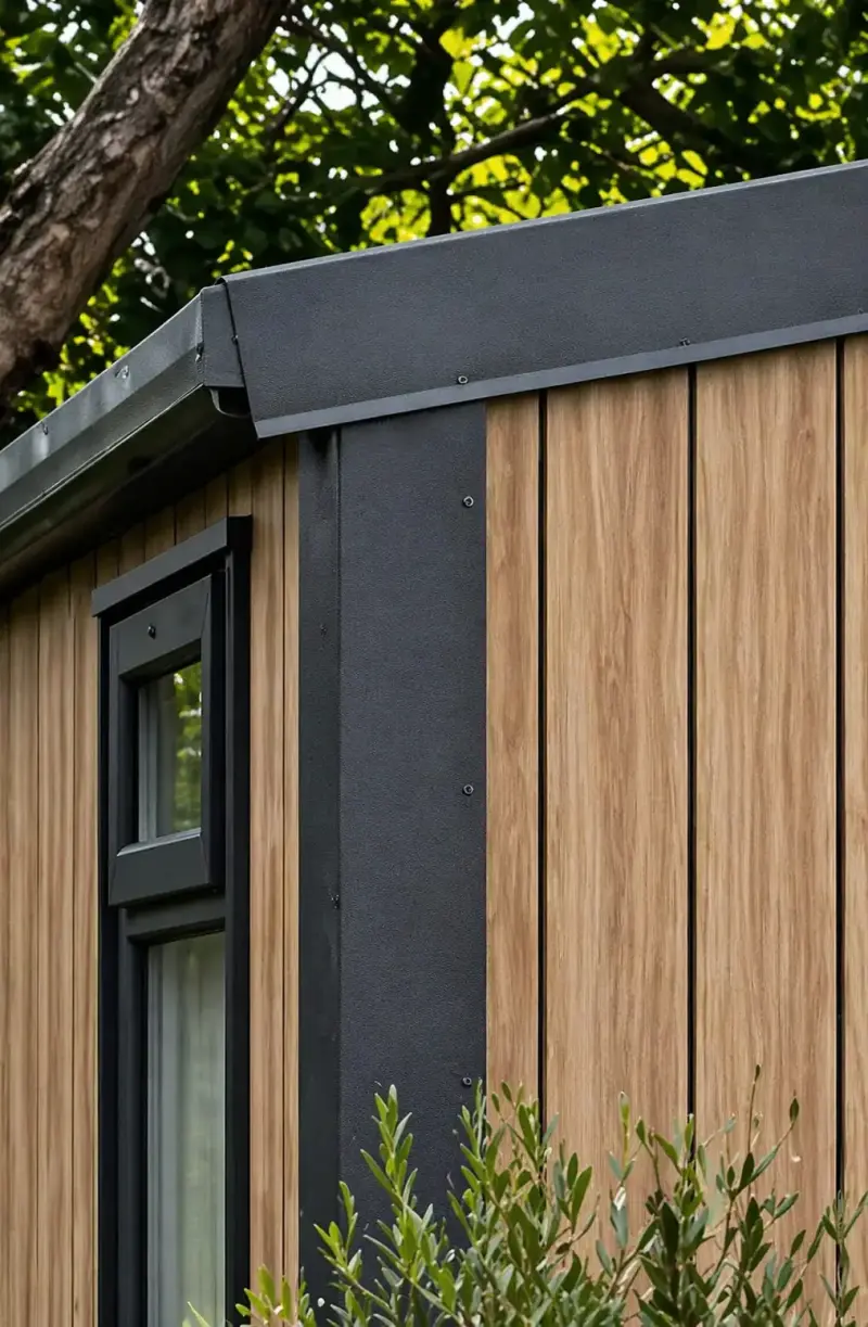 Prestige garage with maintenance-free composite cladding external finish