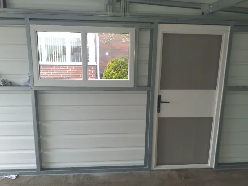 Interior wall panels with window and door opening