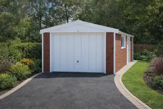 Prestige insulated garage with an apex roof and white finish