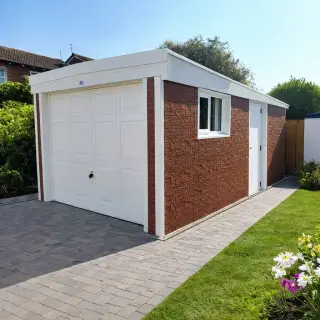 Prestige insulated garage with a pent roof and white finish